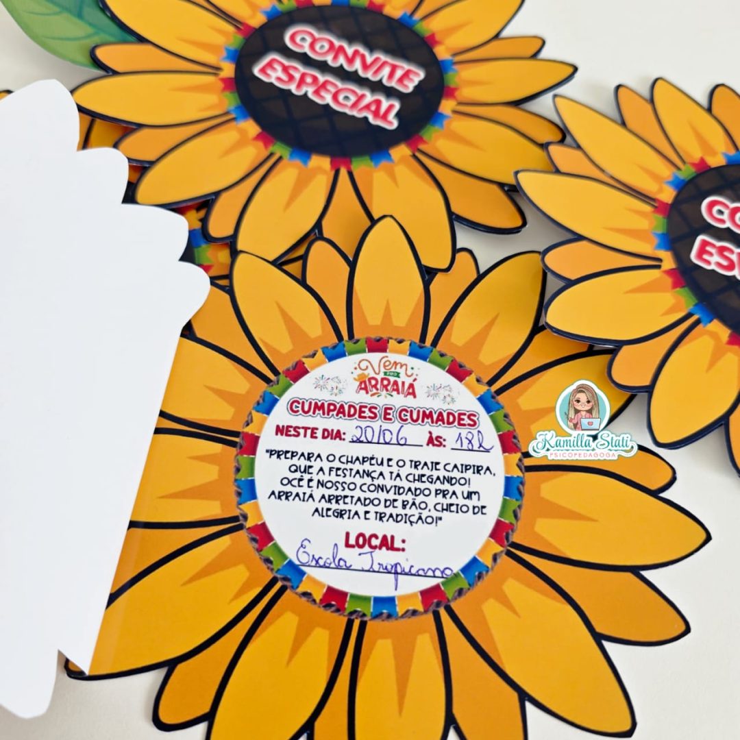 Convite para festa junina girassol