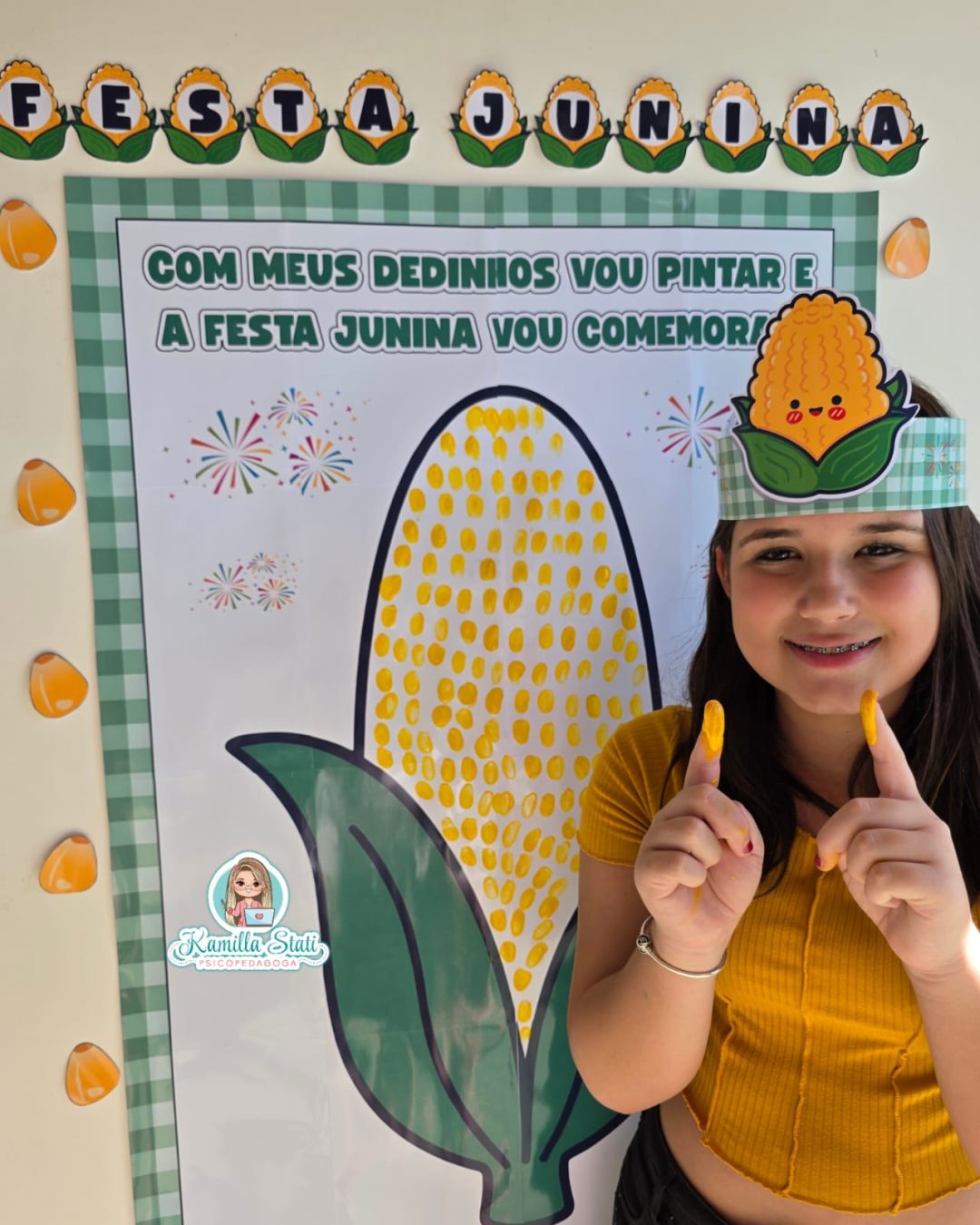 Mural dos dedinhos milho junino