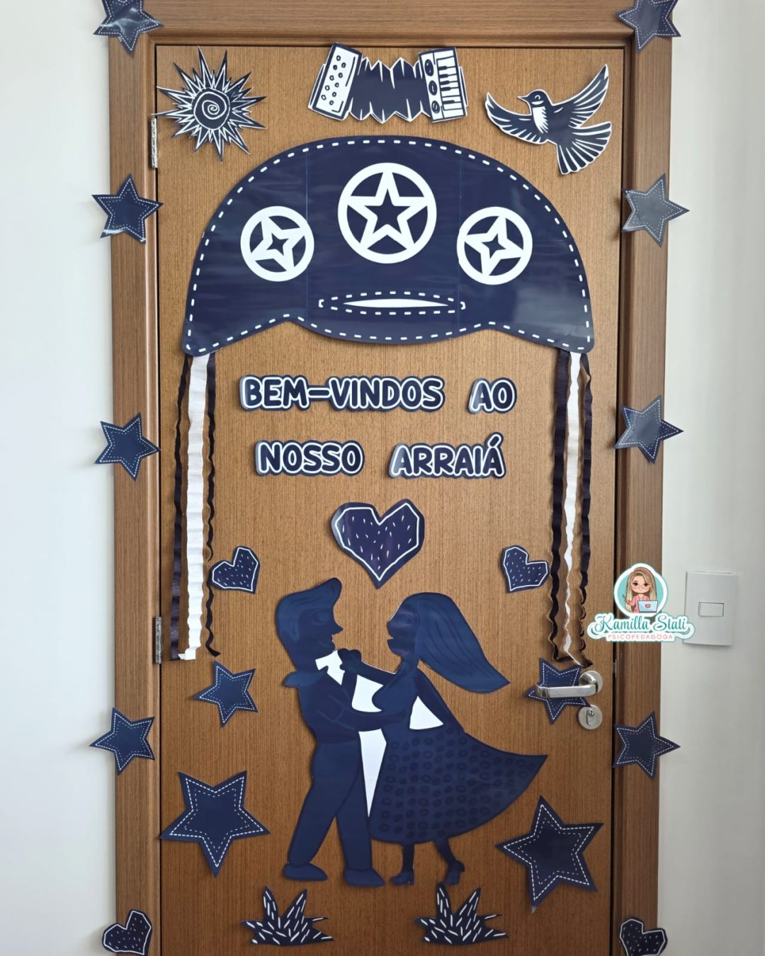 Decoração de porta cordel bem-vindos