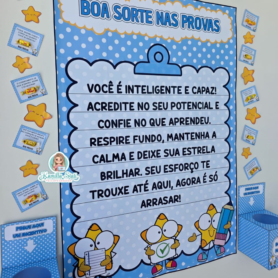 Mural + lembrancinhas boa sorte nas provas