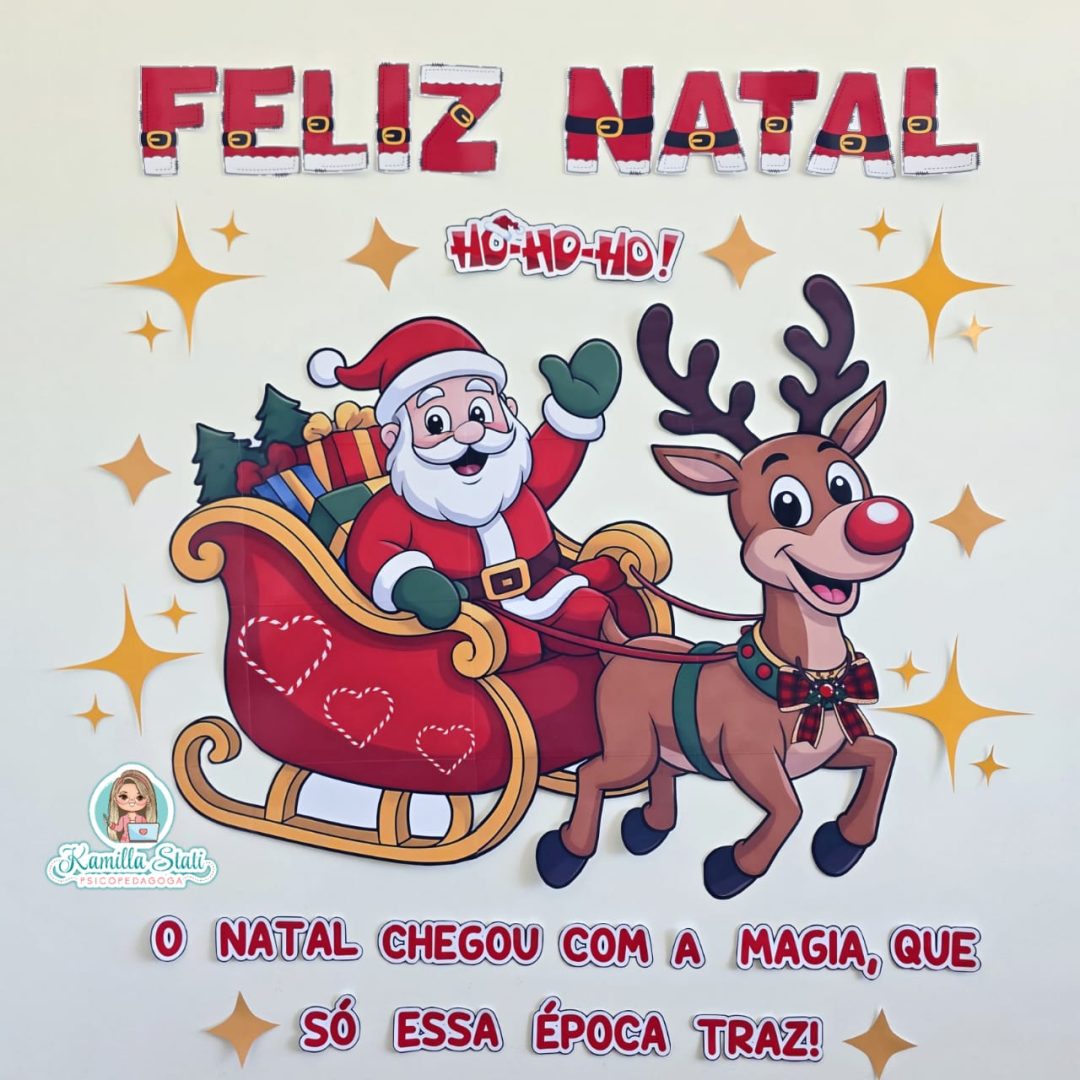 Painel de Natal: Papai Noel no Trenó