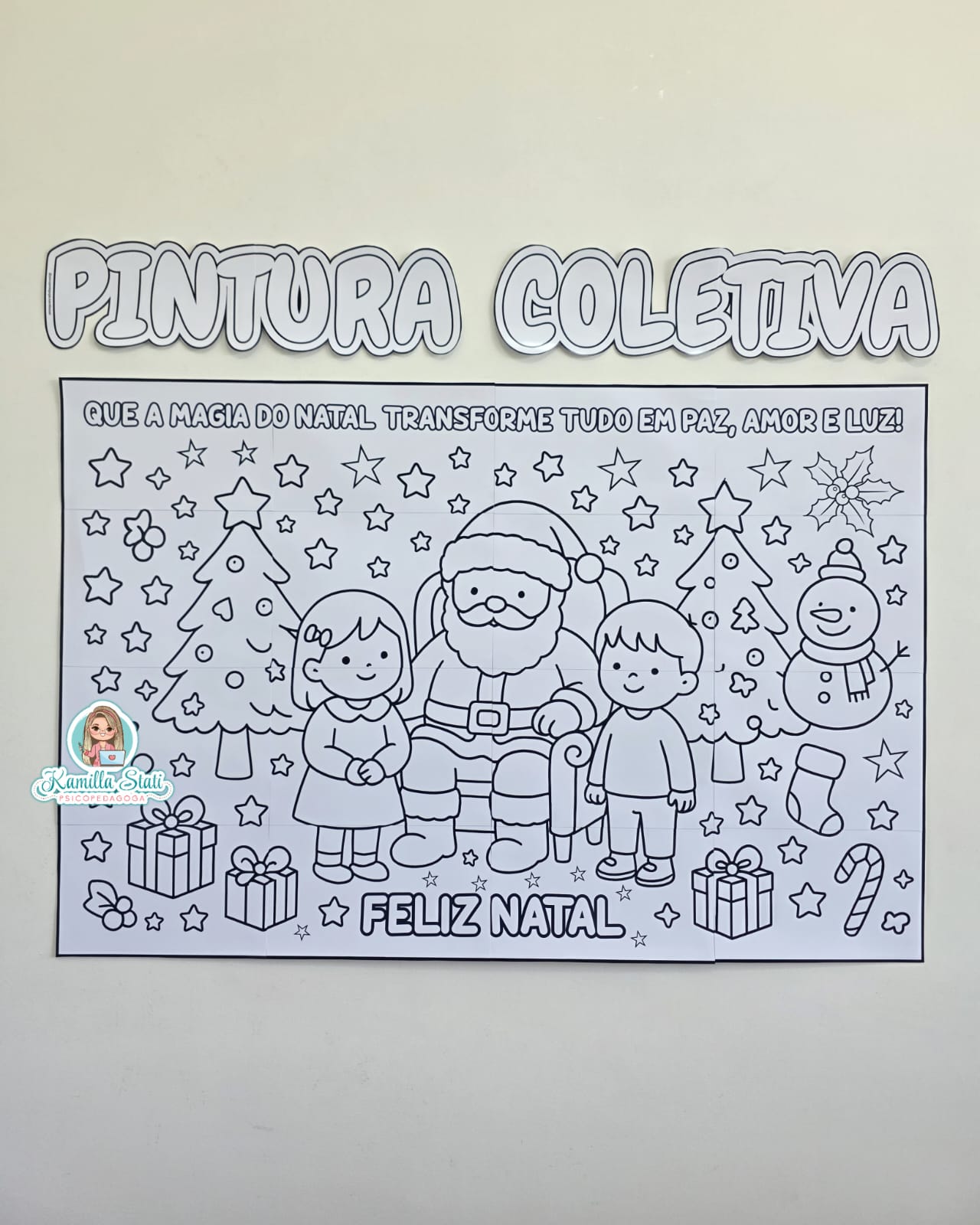 Pintura coletiva Natal Papai Noel