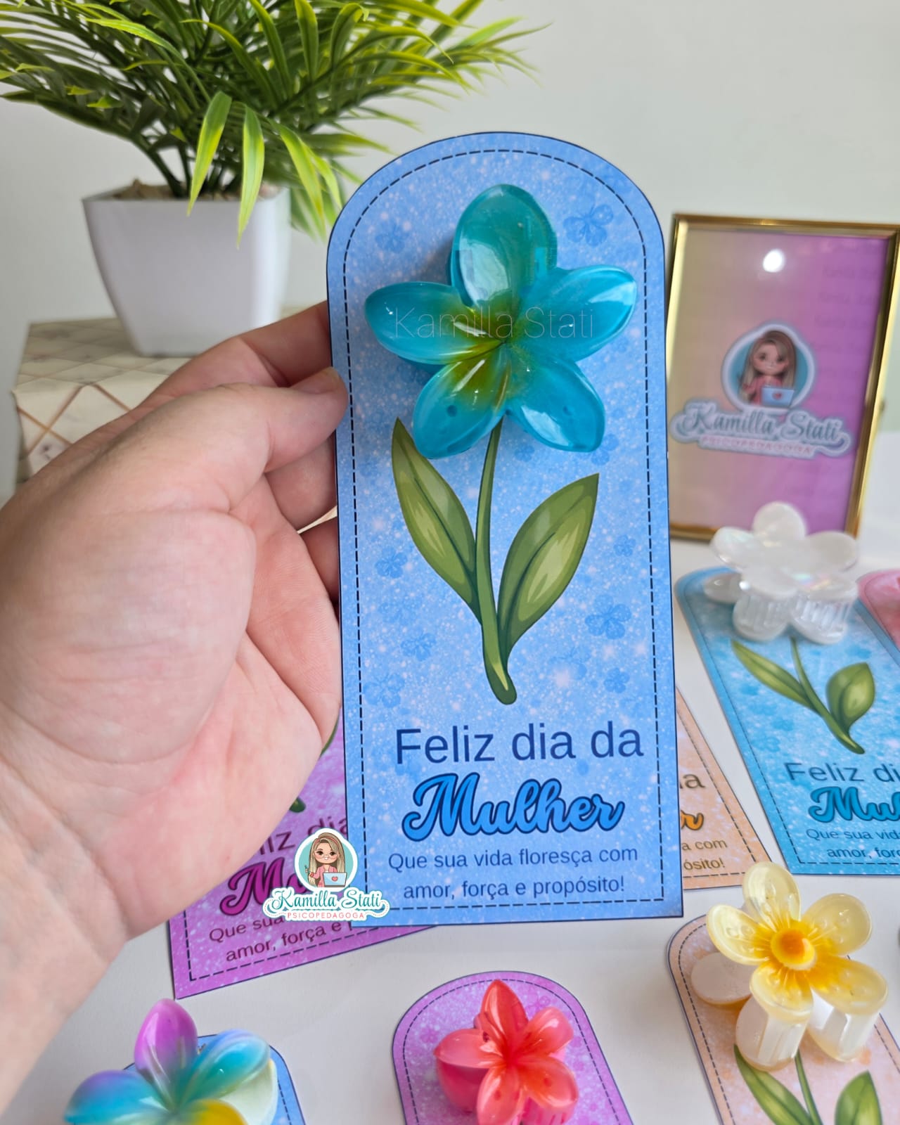 Cartão para presilha flor - Dia da Mulher - Imagem 2