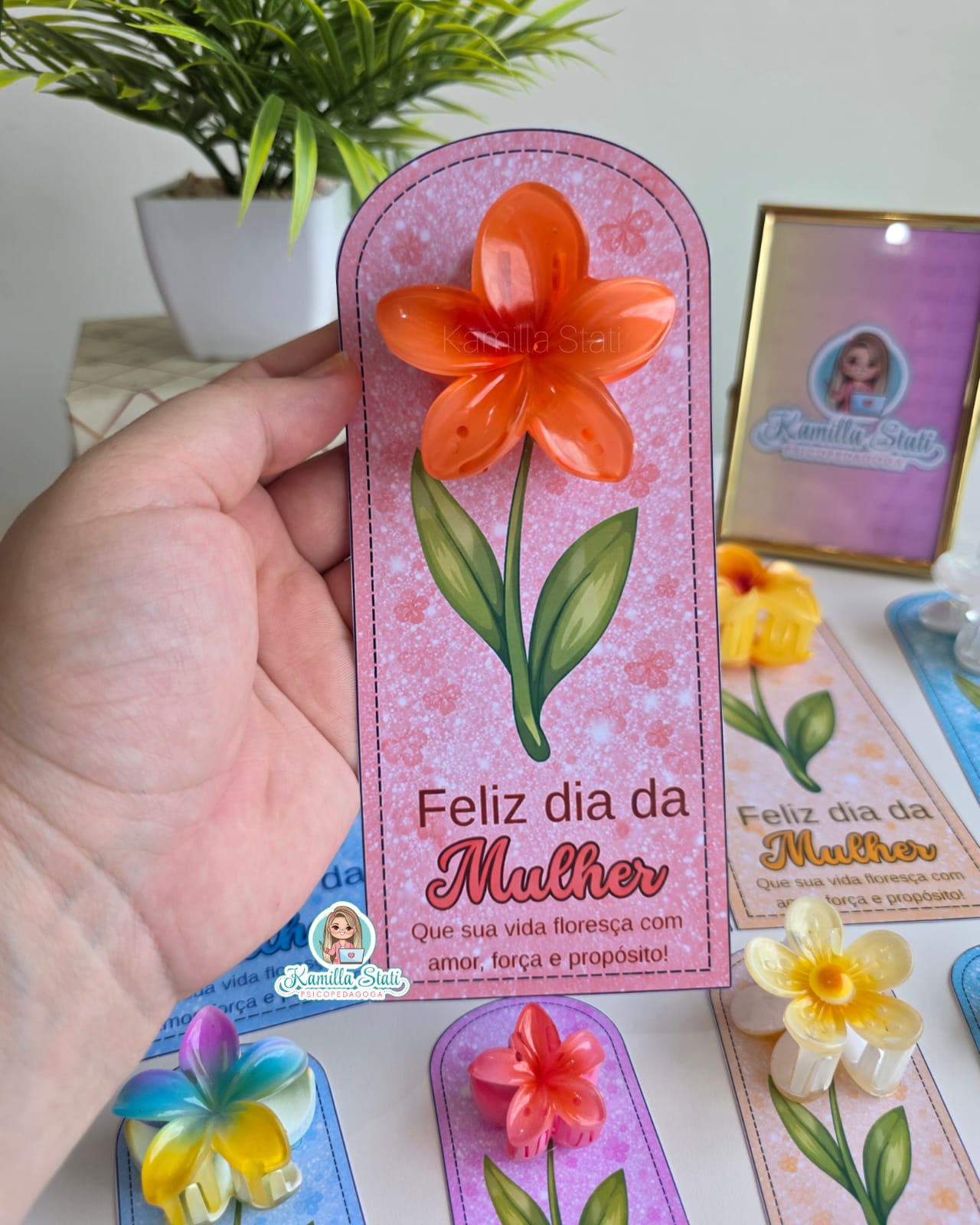 Cartão para presilha flor - Dia da Mulher - Imagem 3