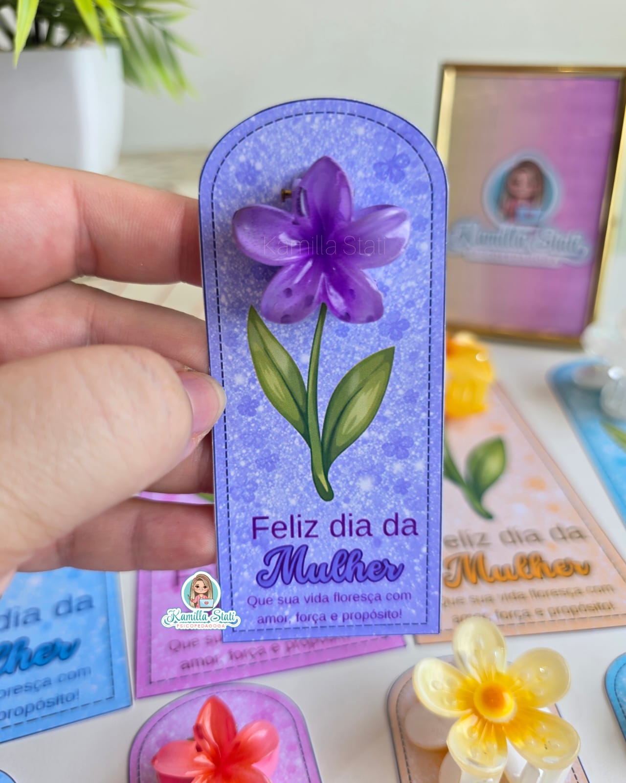 Cartão para presilha flor - Dia da Mulher - Imagem 4
