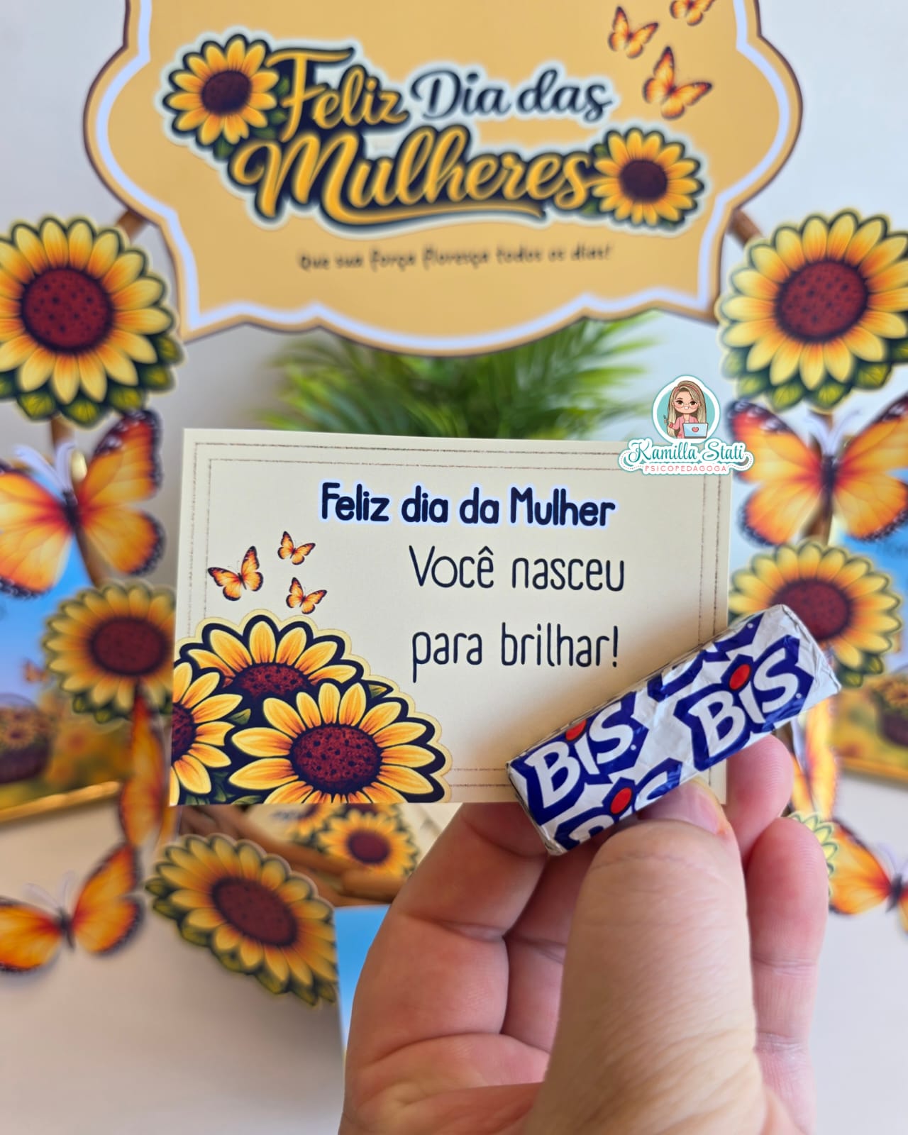 Cesta de recadinhos dia da mulher girassol - Imagem 3