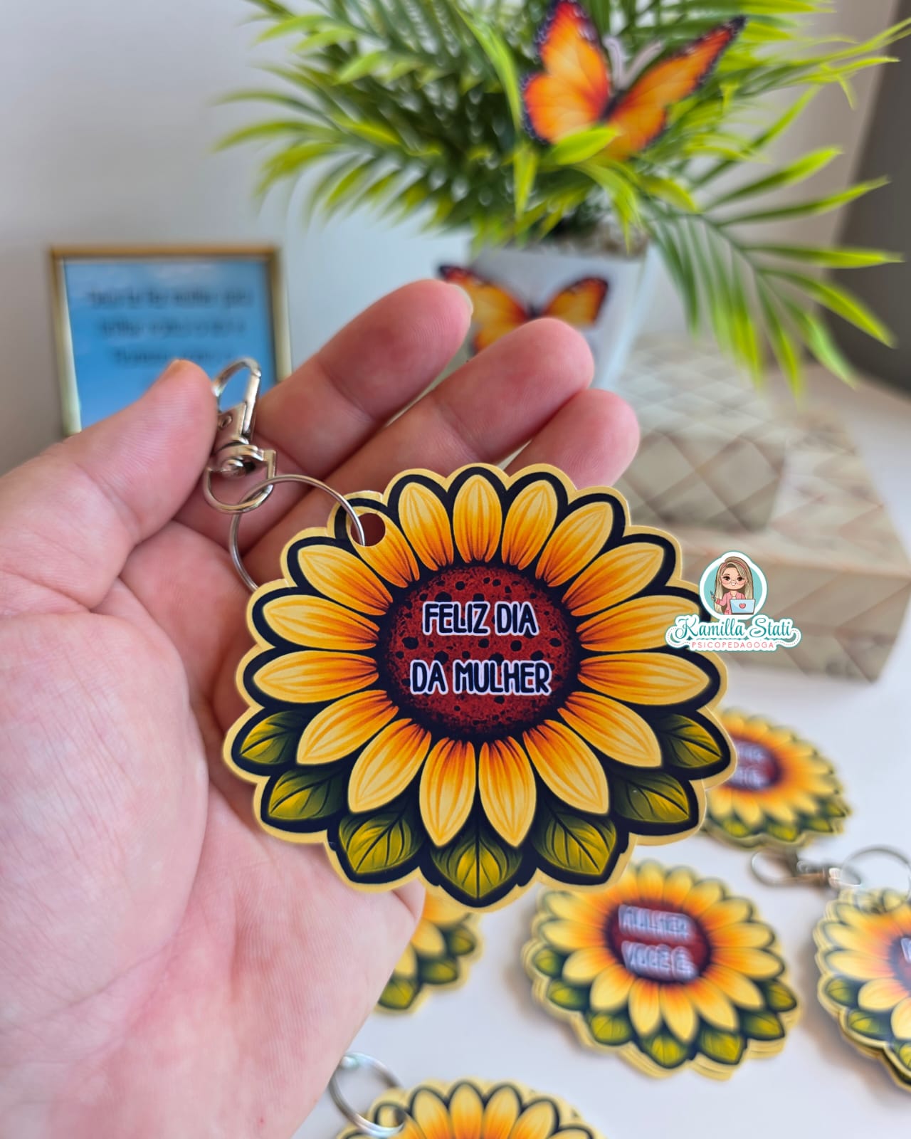 Chaveiro girassol dia da mulher