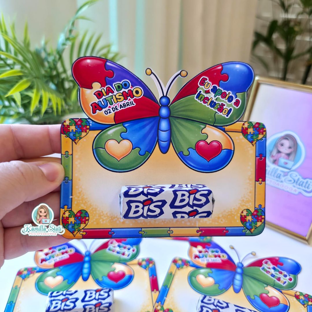 Cartão borboleta Dia do autismo