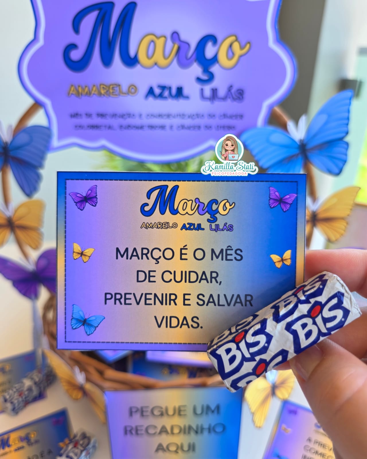 Cesta de recadinhos: março azul, amarelo e lilás - Imagem 3