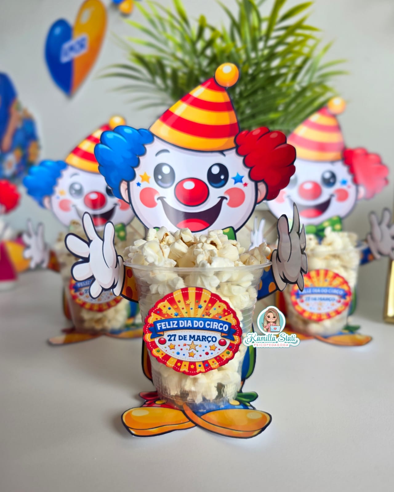 Copinho palhaço pipoca dia do circo