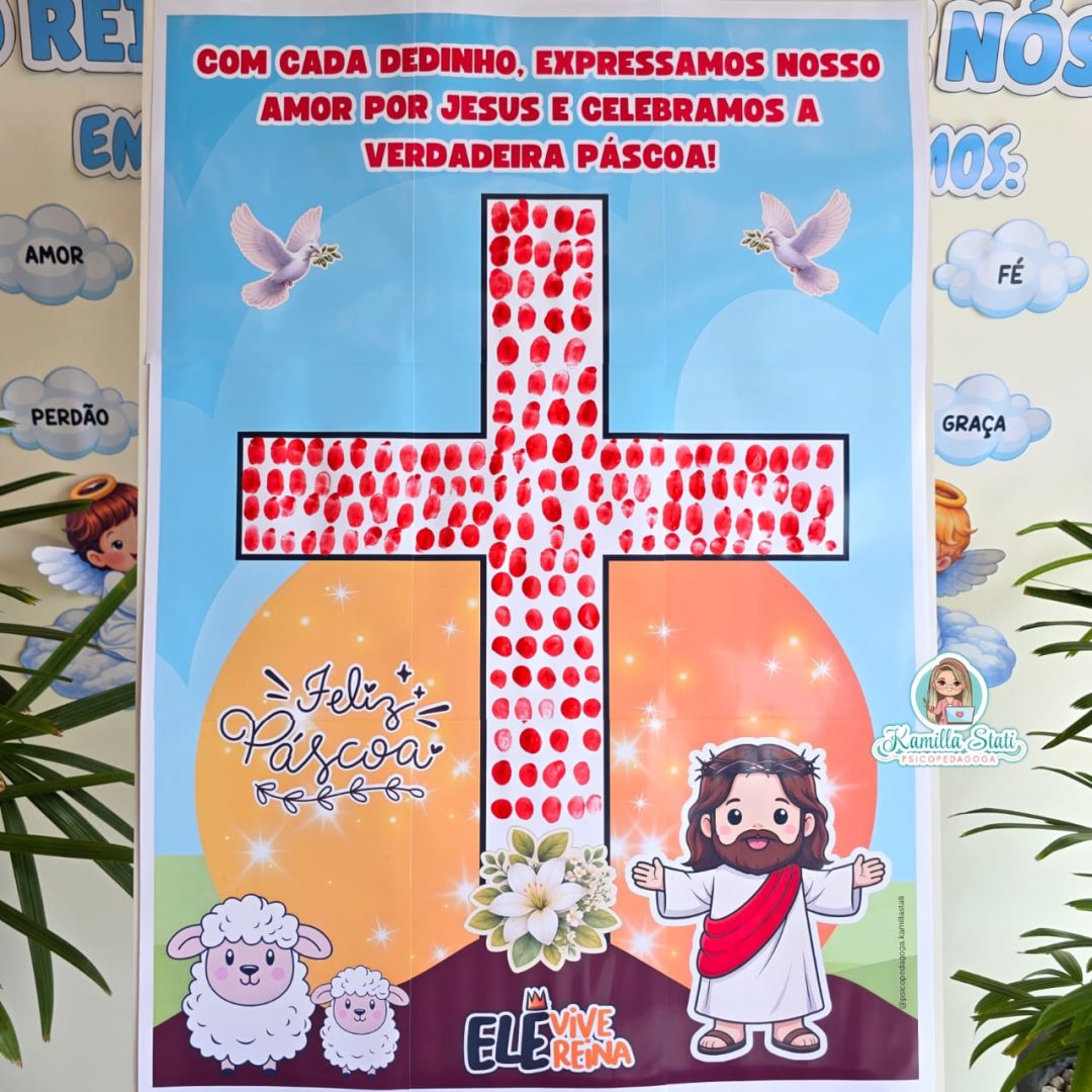 Mural dos dedinhos Páscoa cristã: Ele vive
