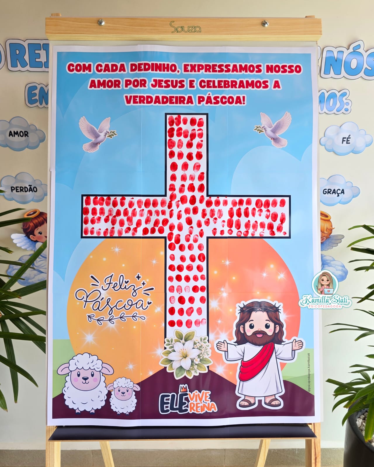 Mural dos dedinhos Páscoa cristã: Ele vive