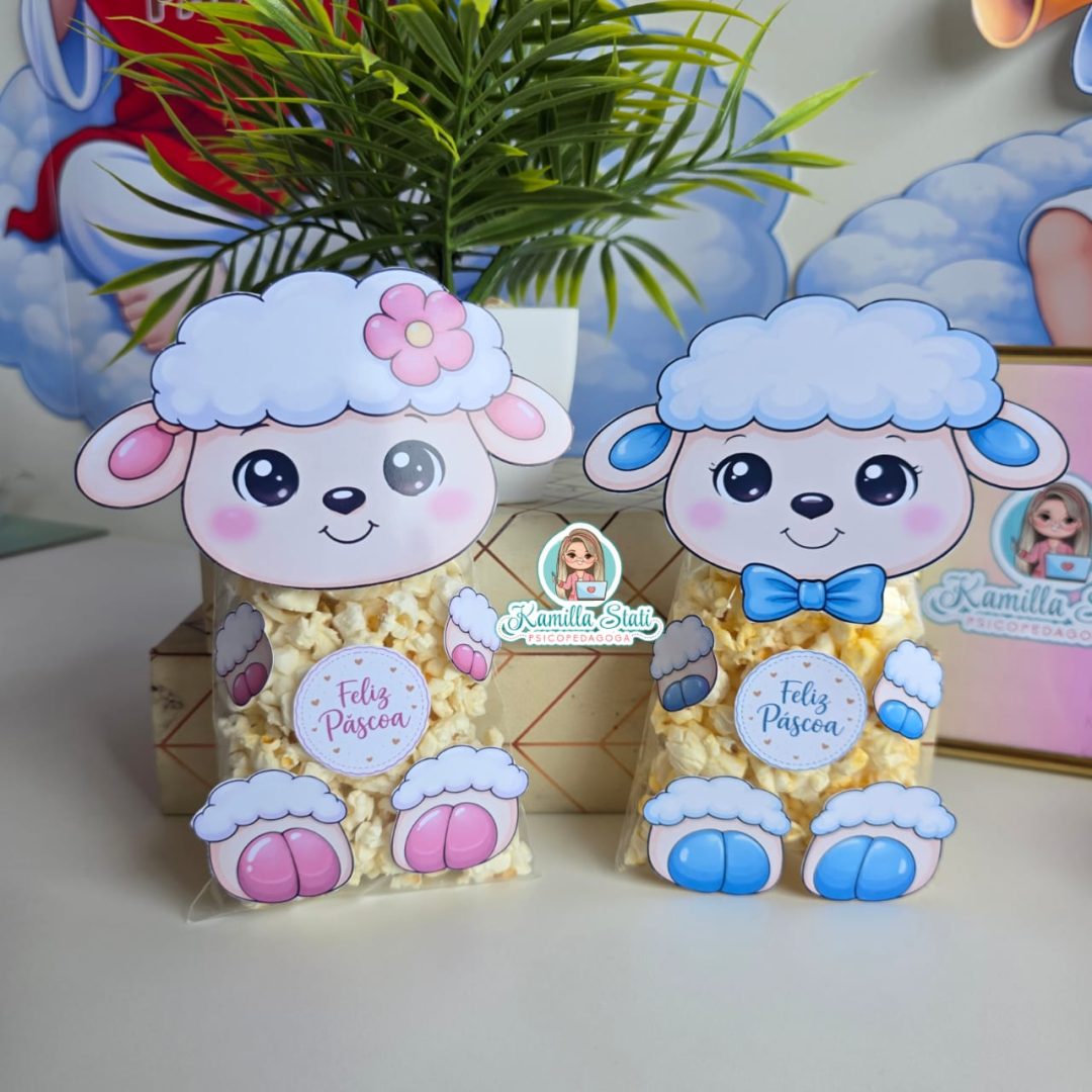 Ovelha para saquinho de pipoca: Páscoa Cristã