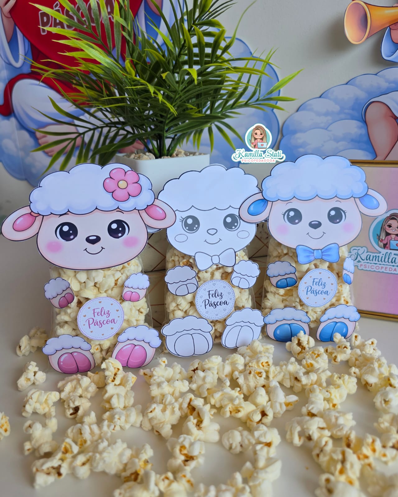 Ovelha para saquinho de pipoca: Páscoa Cristã - Imagem 4