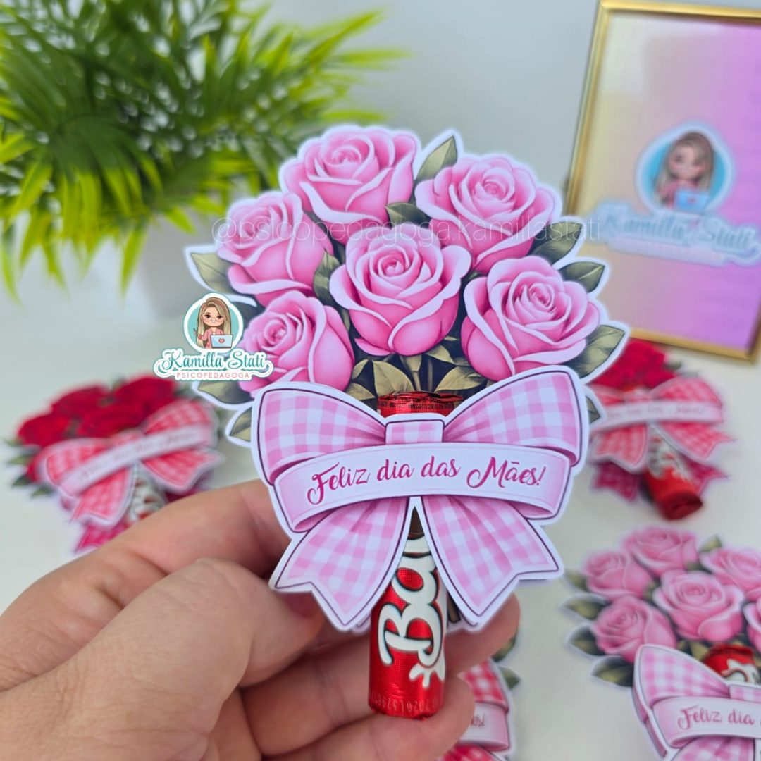 Buquê de rosas para chocolate baton: dia das mães
