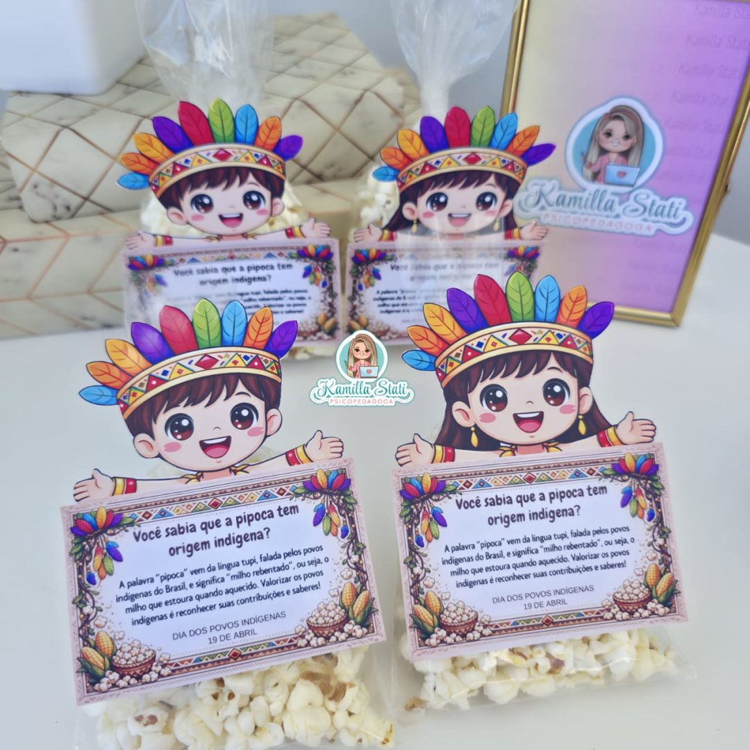 Cartão origem da pipoca povos indígenas