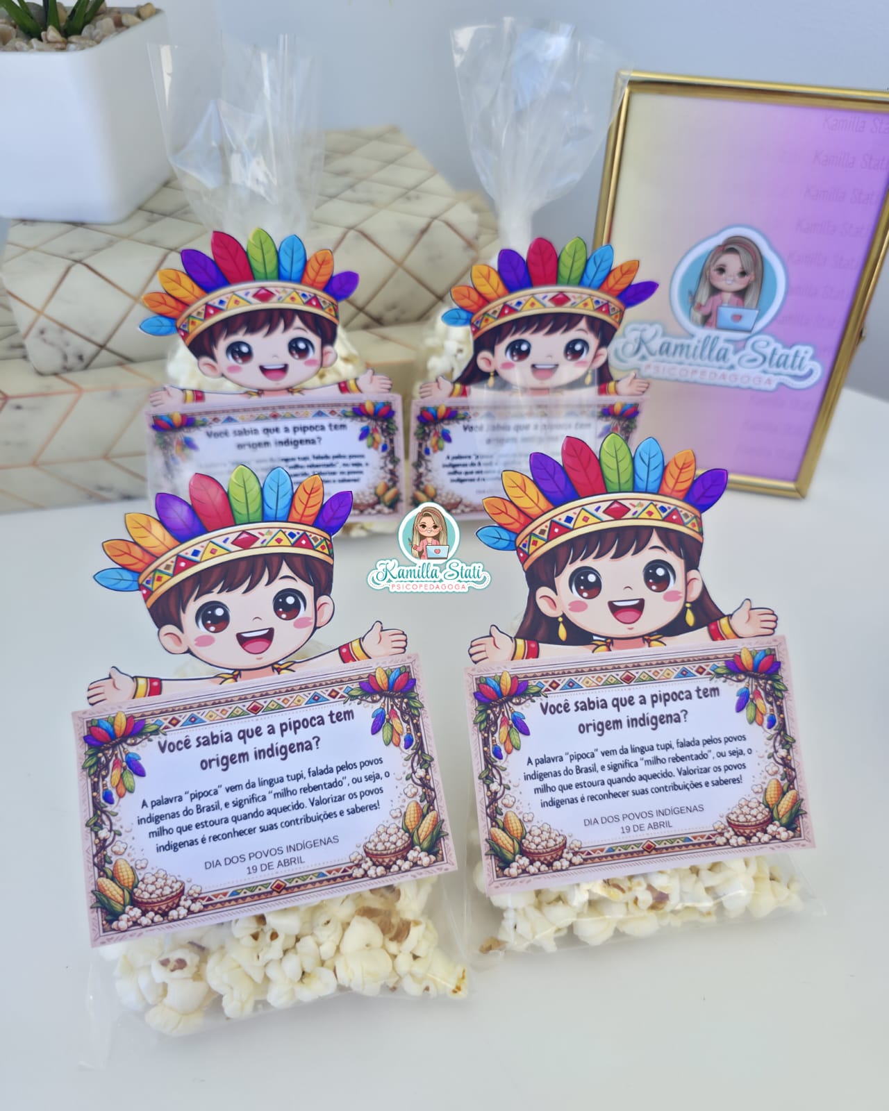 Cartão origem da pipoca povos indígenas