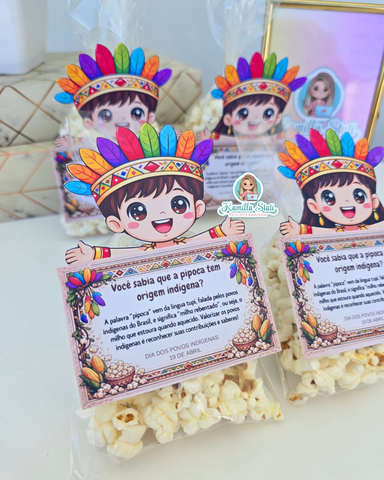 Cartão origem da pipoca povos indígenas - Imagem 4