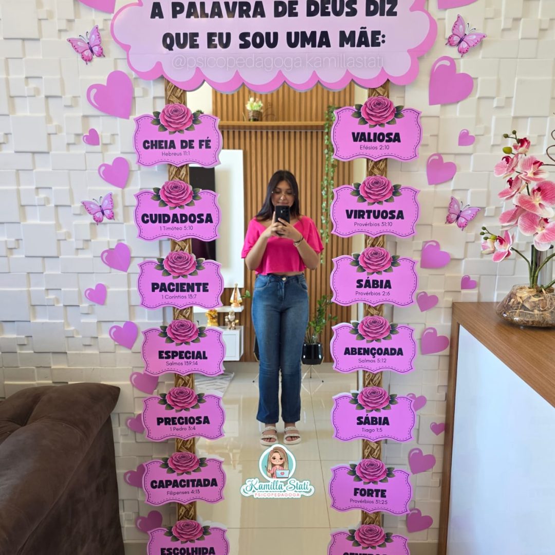 Espelho das afirmações dia das mães rosa