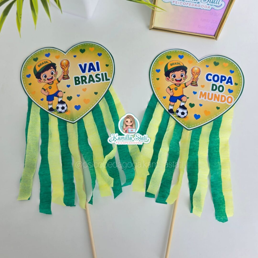 Palitoche coração copa do mundo com crepom