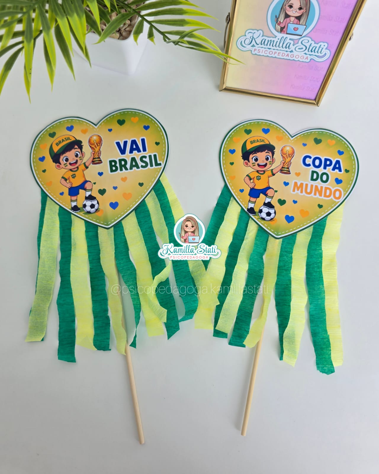 Palitoche coração copa do mundo com crepom