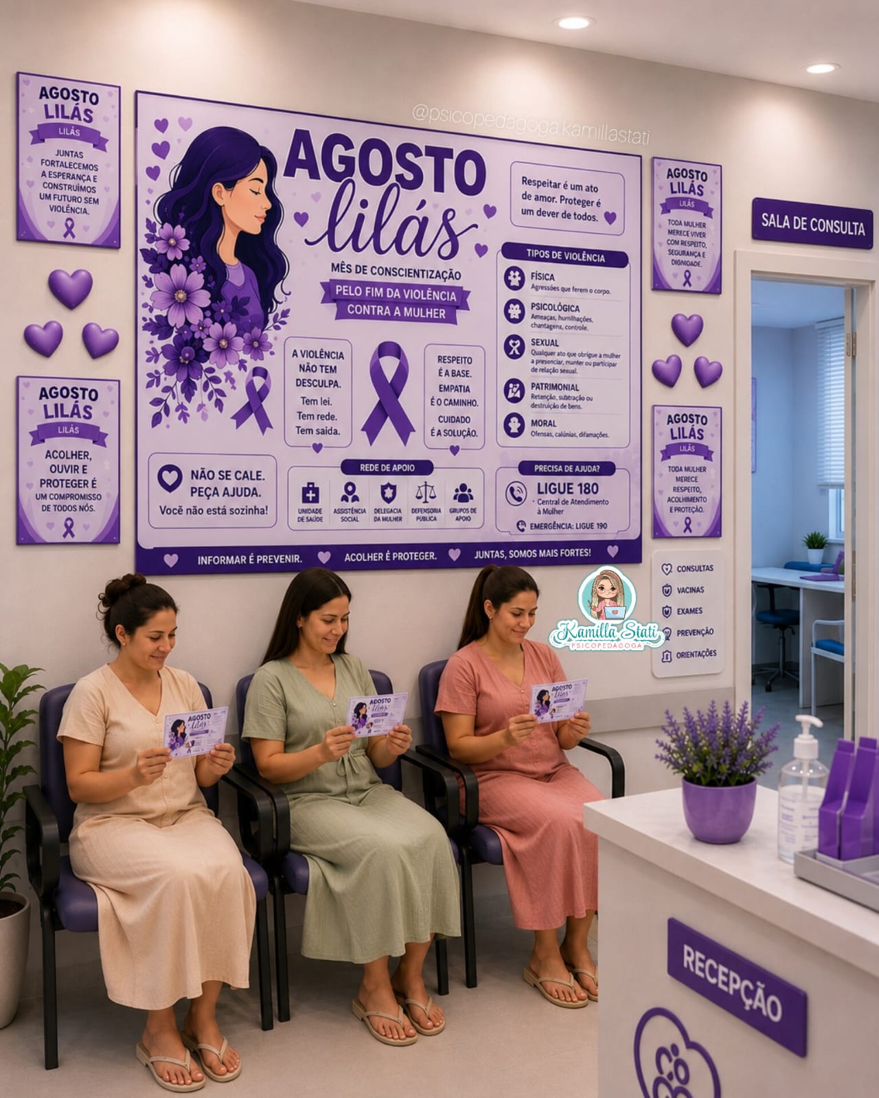 Mural + cartãozinho Agosto Lilás