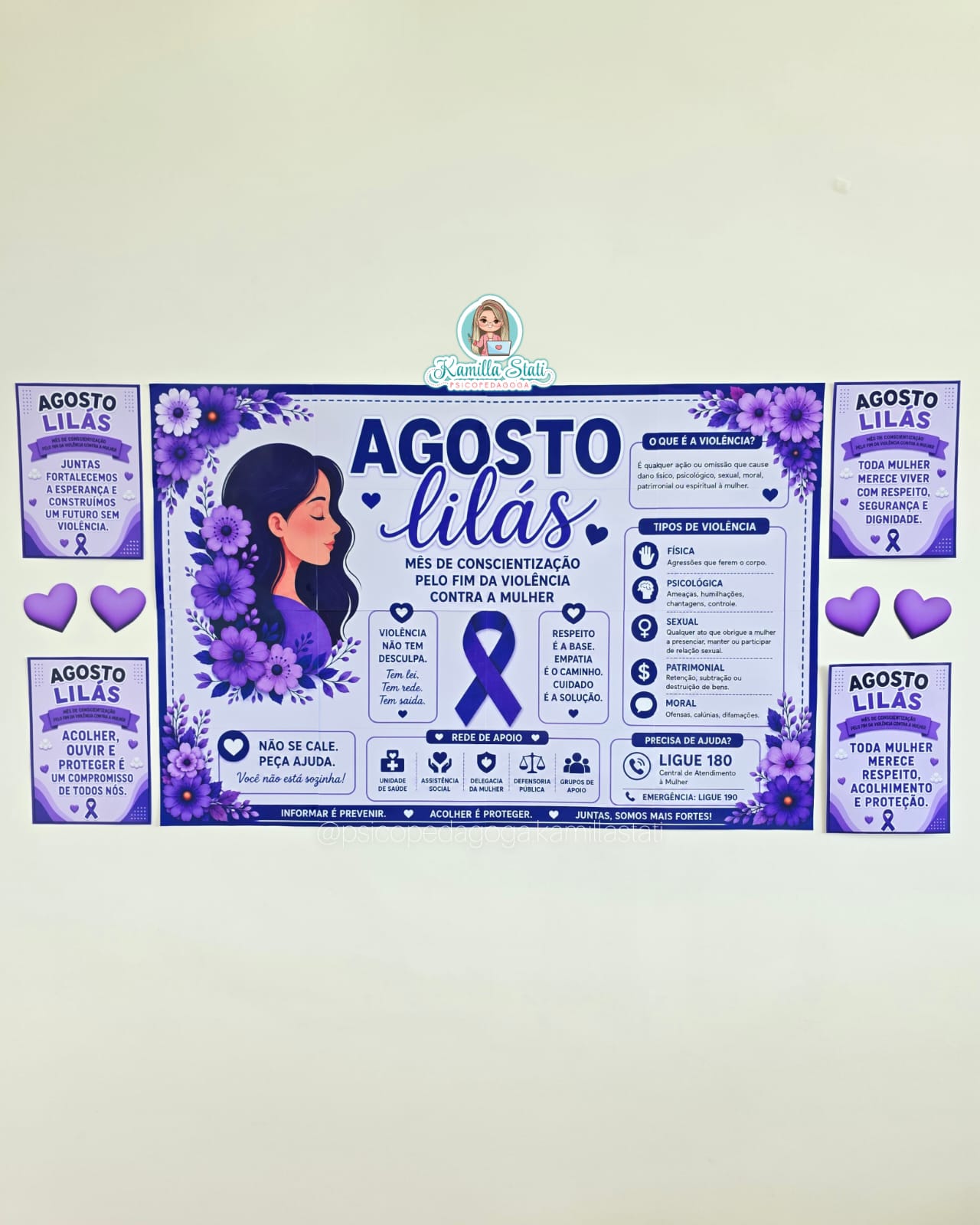 Mural + cartãozinho Agosto Lilás - Imagem 2