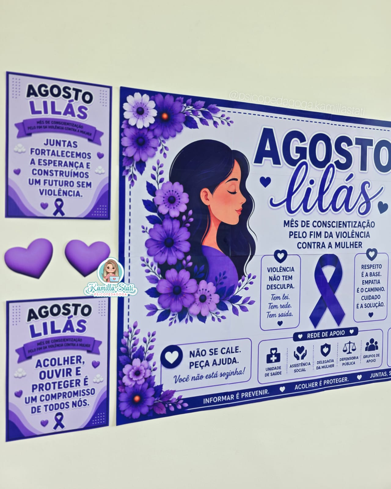 Mural + cartãozinho Agosto Lilás - Imagem 3