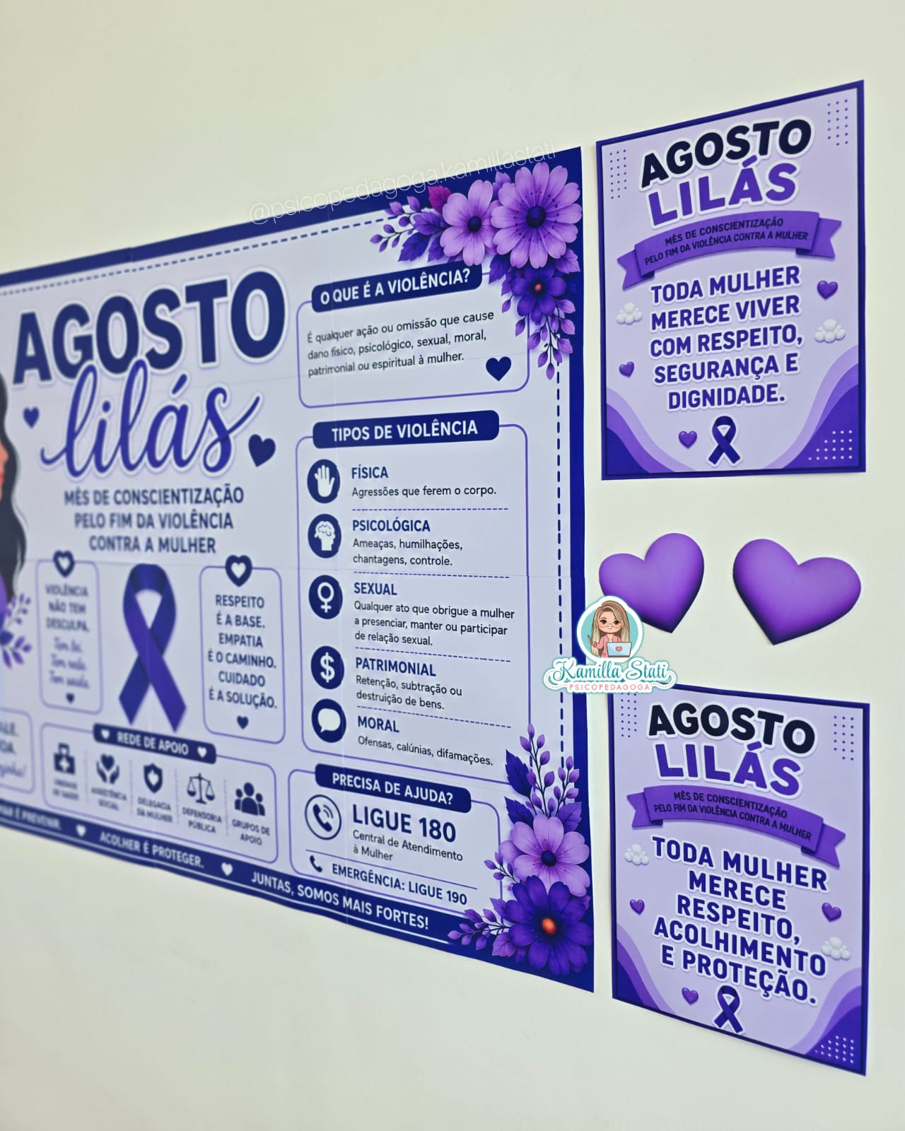 Mural + cartãozinho Agosto Lilás - Imagem 4
