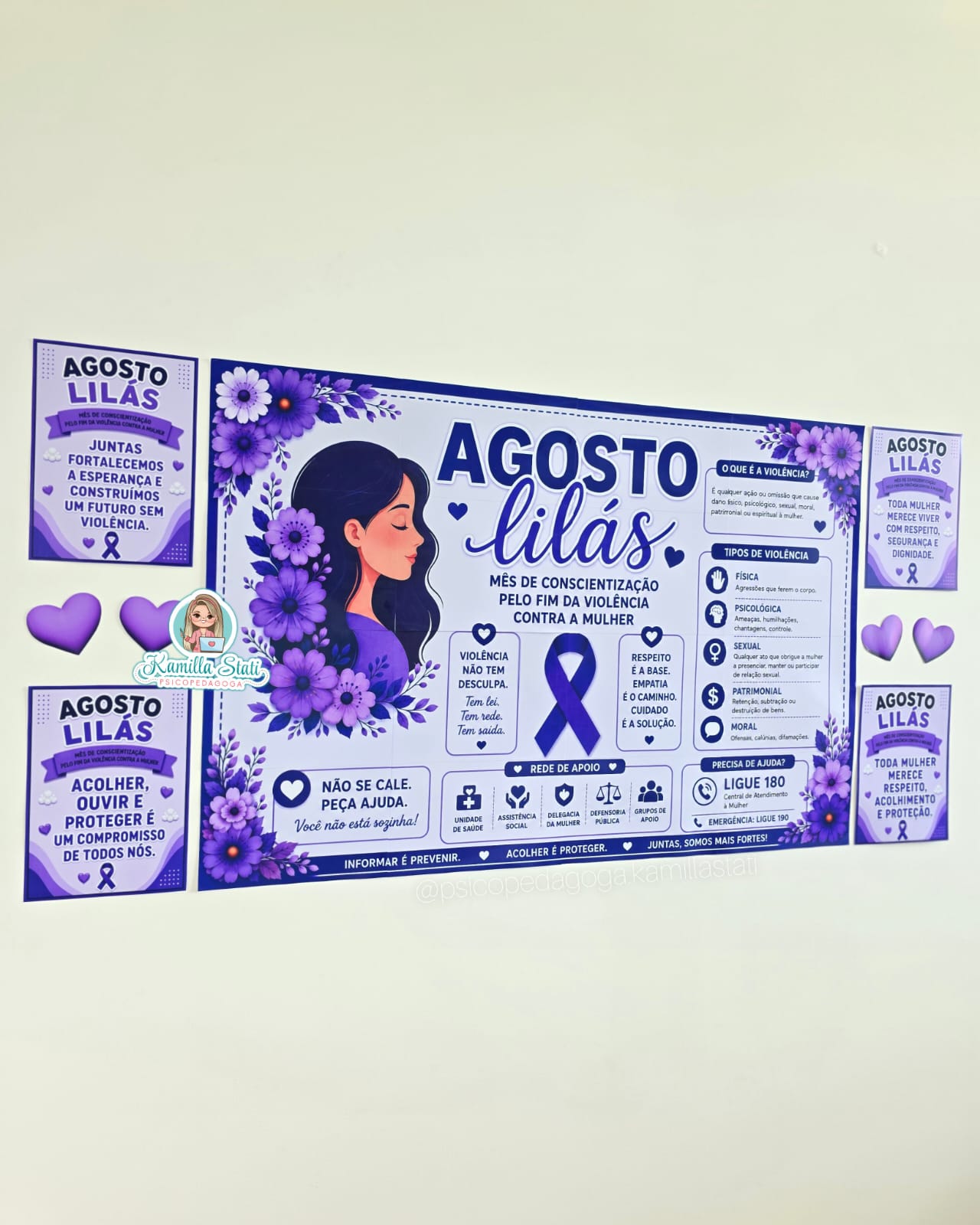 Mural + cartãozinho Agosto Lilás - Imagem 5