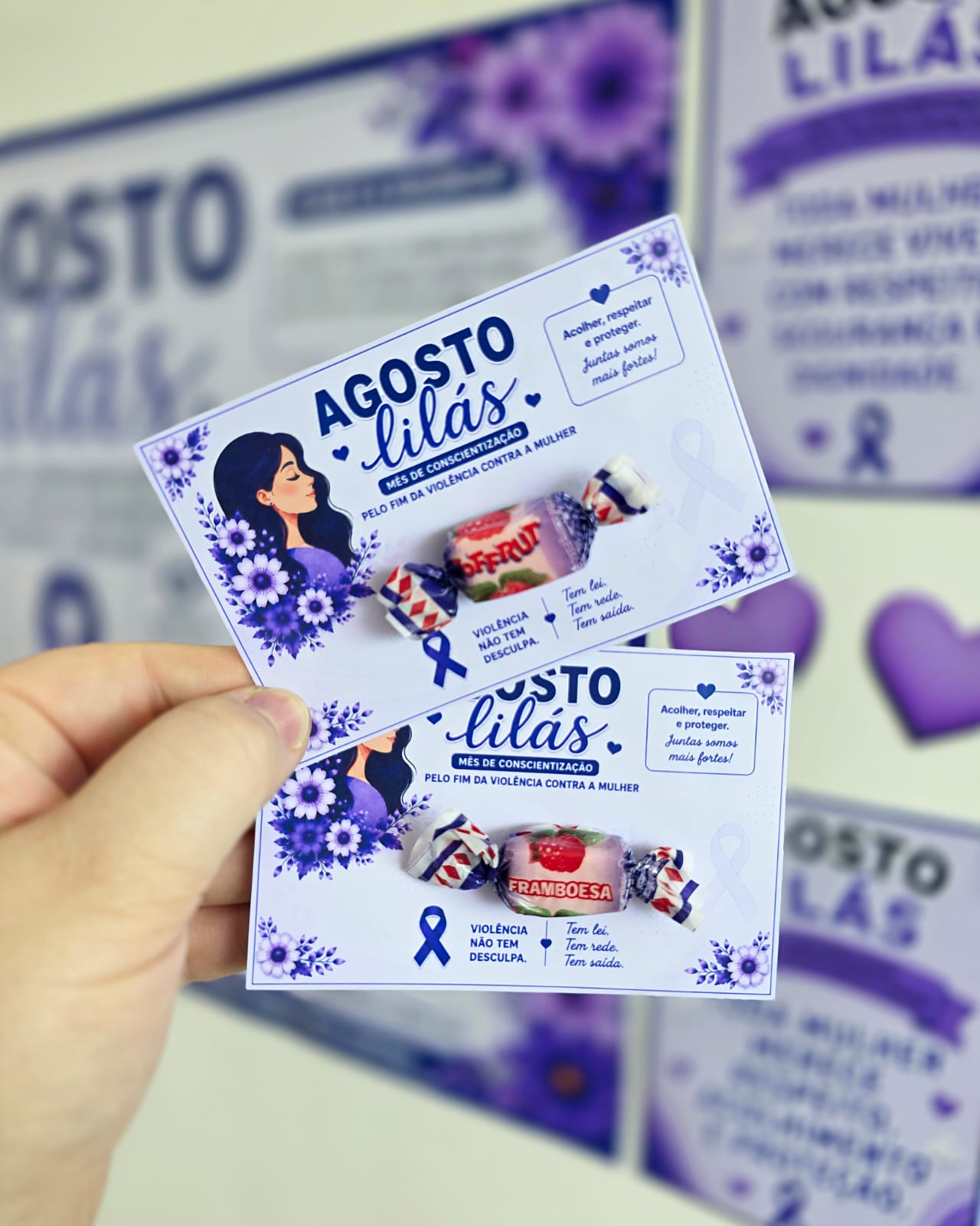 Mural + cartãozinho Agosto Lilás - Imagem 6