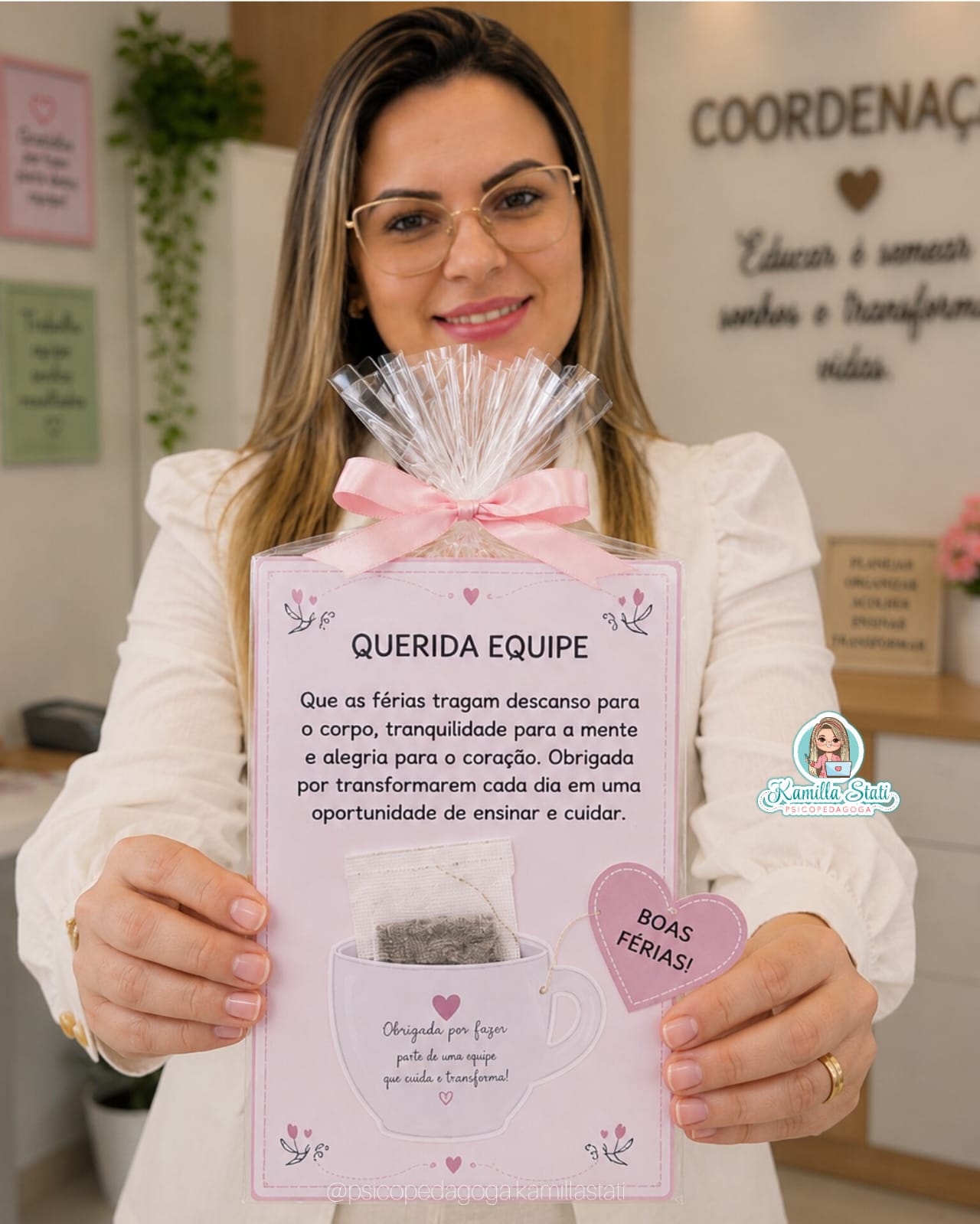 Cartão para colocar chá: boas férias equipe escolar - Imagem 4