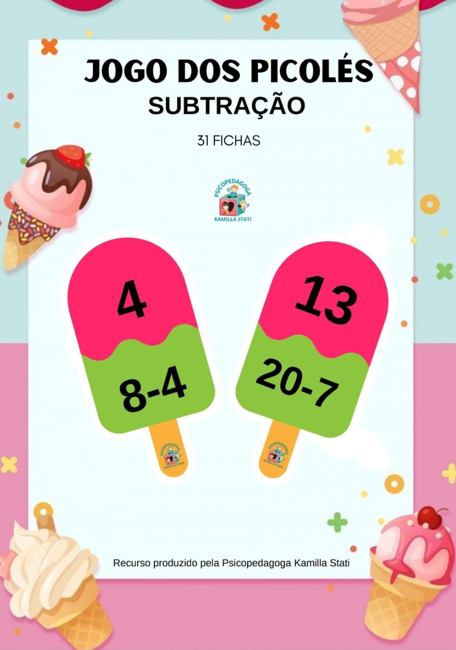Jogo dos picolés subtração