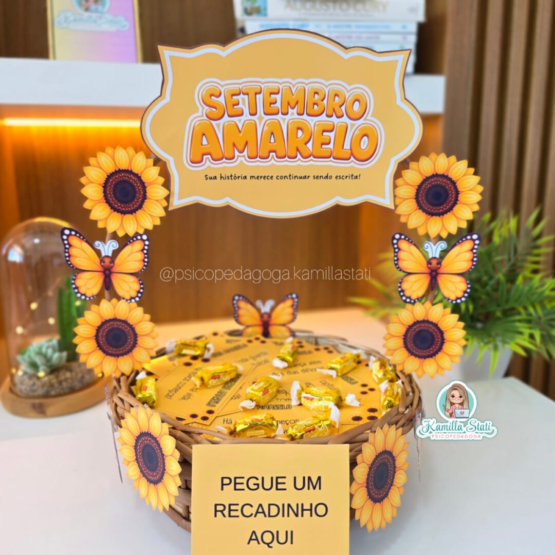 Cesta de recadinhos Setembro amarelo girassol