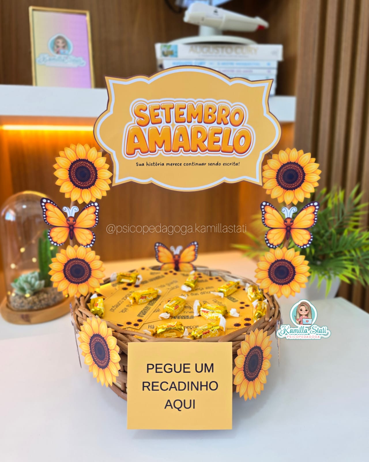 Cesta de recadinhos Setembro amarelo girassol