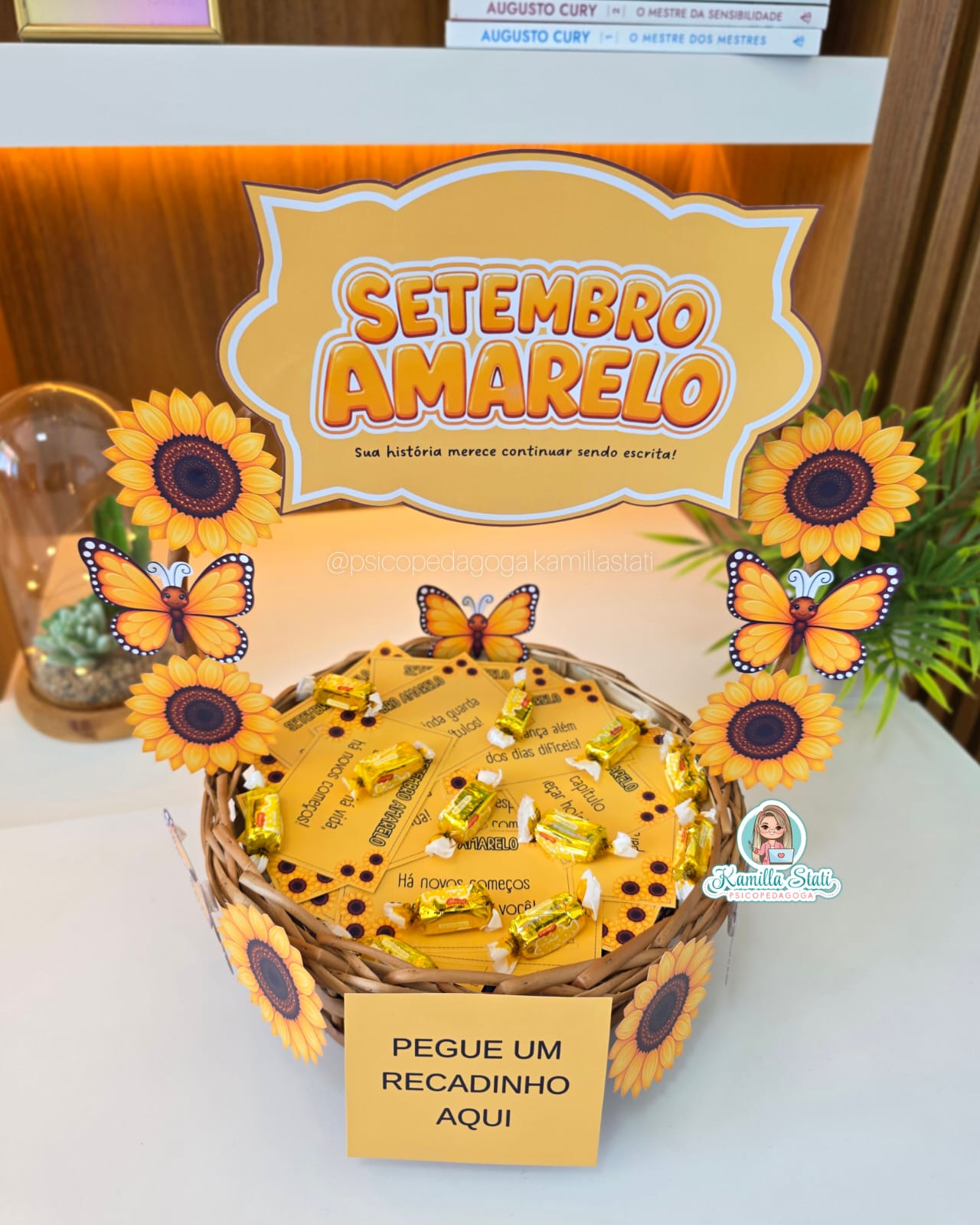 Cesta de recadinhos Setembro amarelo girassol - Imagem 2