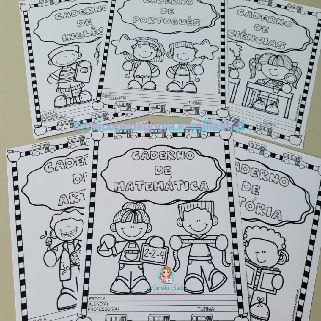 Capa de caderno: matérias para colorir