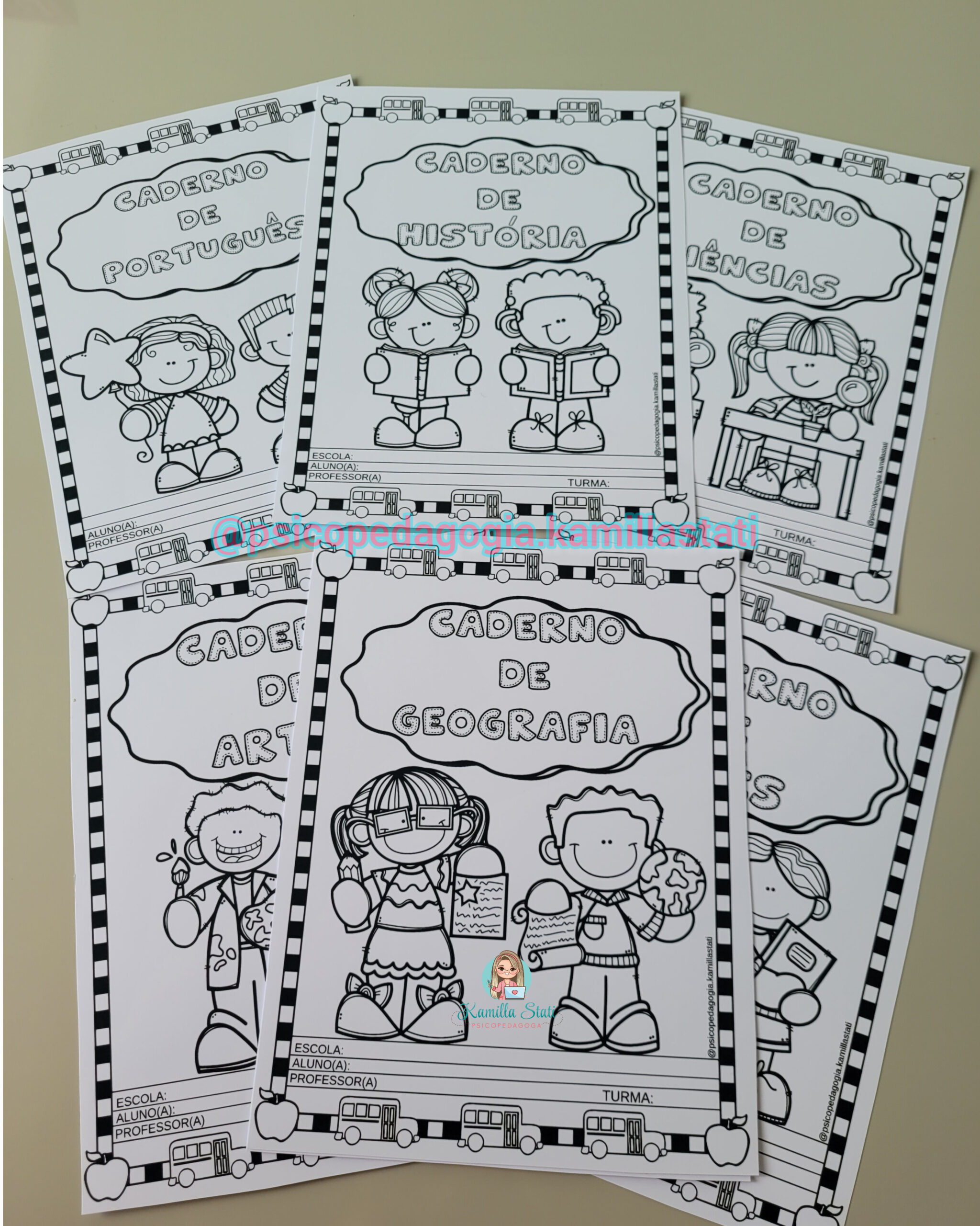 Capa de caderno: matérias para colorir - Imagem 2