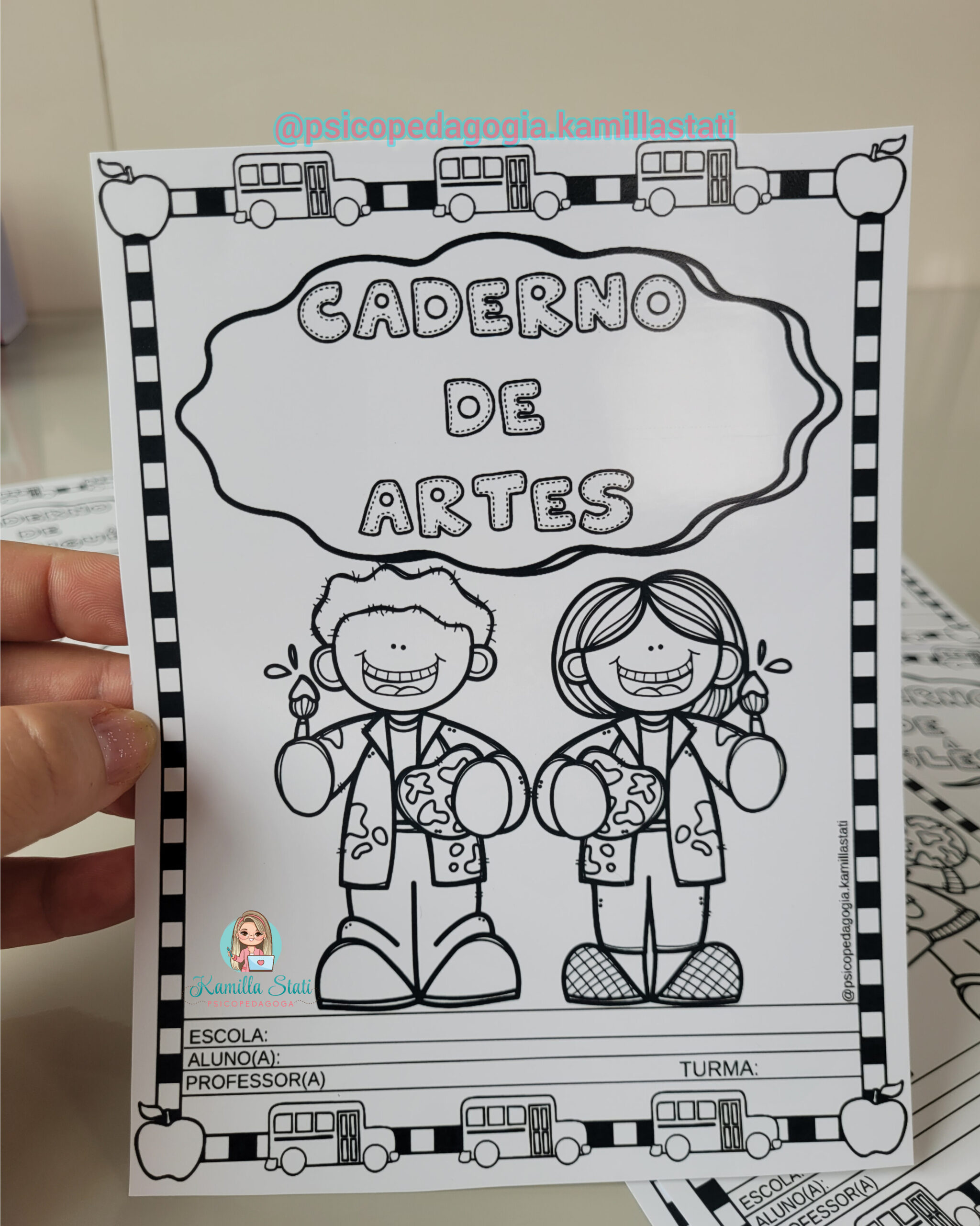 Capa de caderno: matérias para colorir - Imagem 4