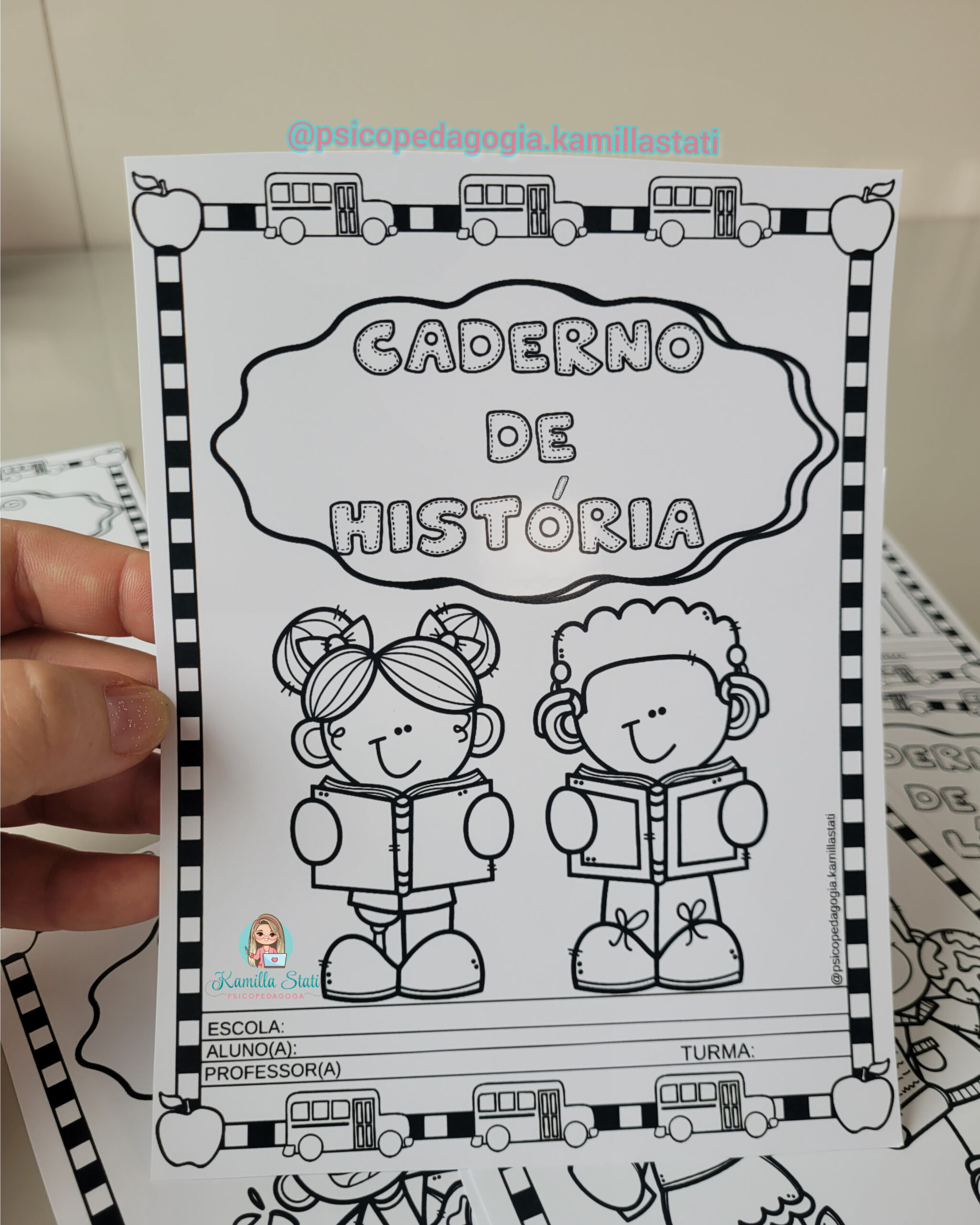 Capa de caderno: matérias para colorir - Imagem 6