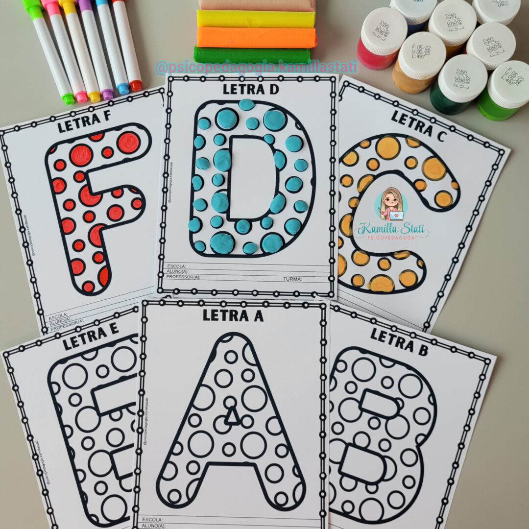 Alfabeto de bolinhas para enfeitar e pintar