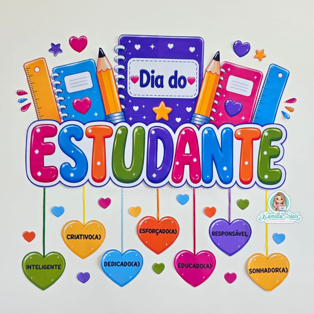 Painel dia do estudante corações