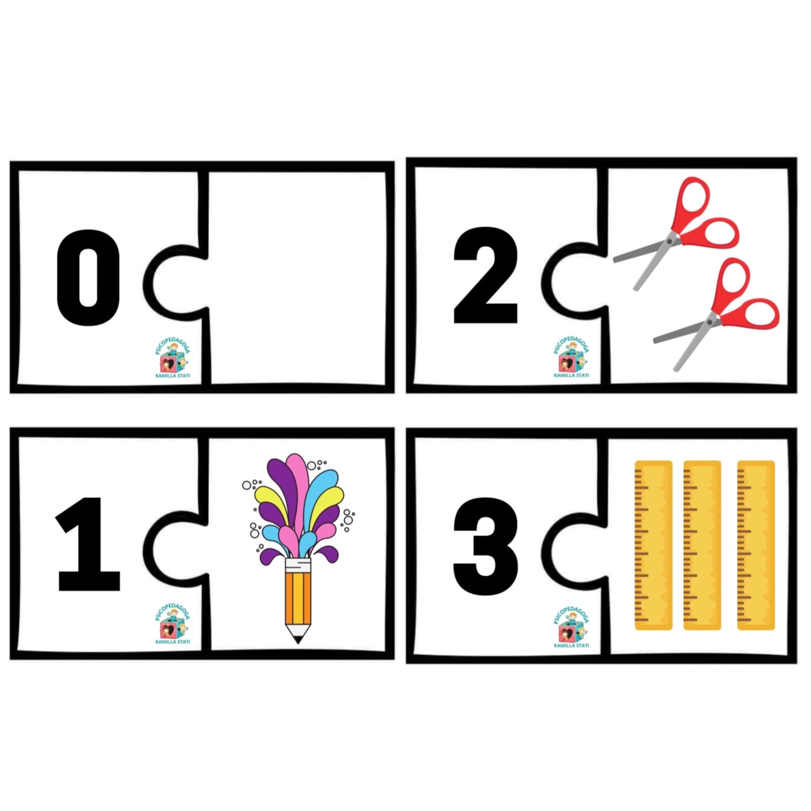 Quebra-cabeça: material escolar