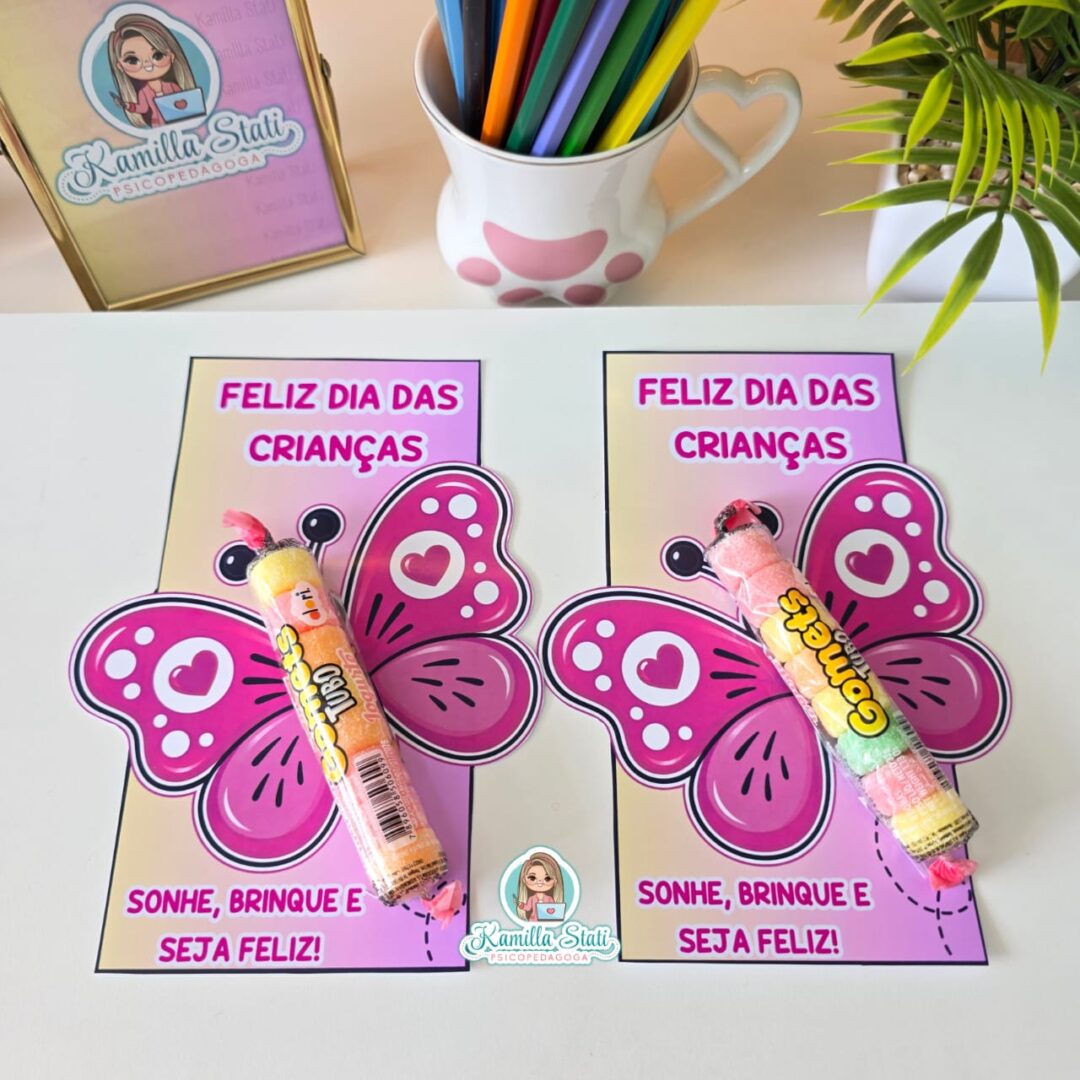 Cartão dia das crianças - borboleta para goma