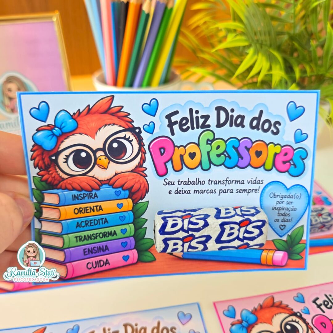 Cartão dia dos professores coruja