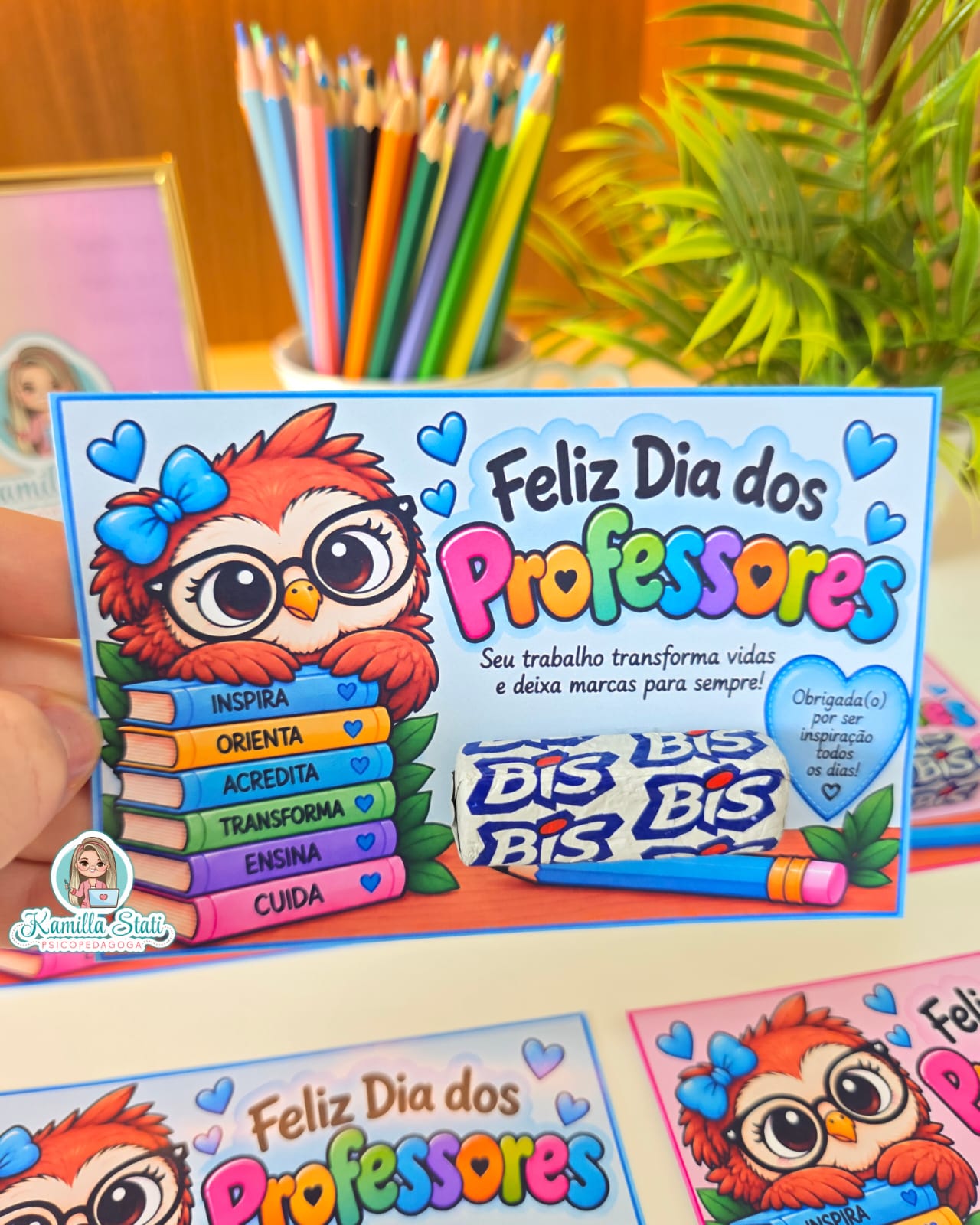 Cartão dia dos professores coruja