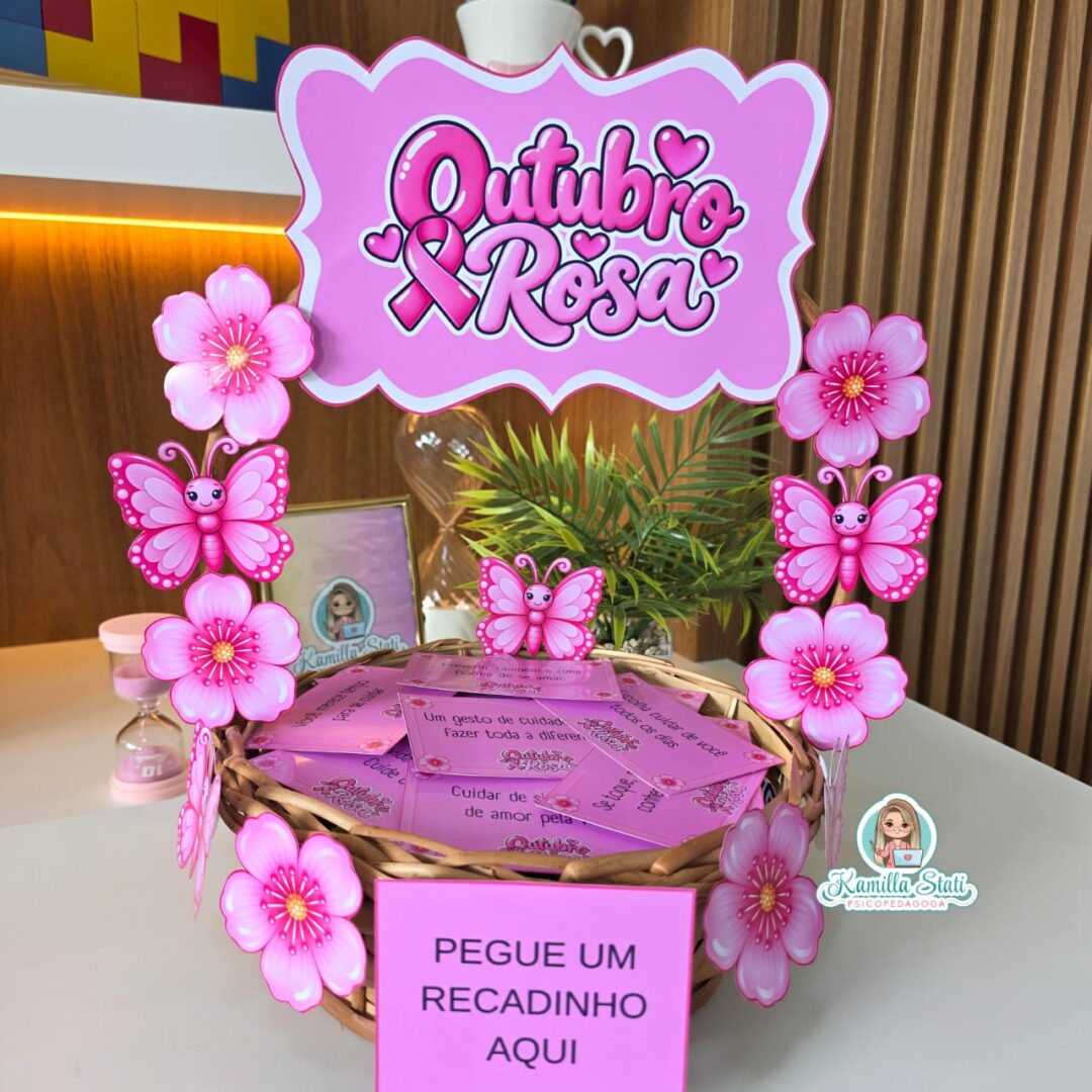 Cesta de recadinhos Outubro Rosa