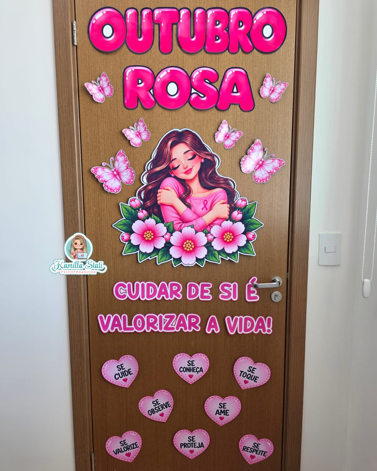 Decoração de porta Outubro rosa: cuidar de si é valorizar a vida - Imagem 2
