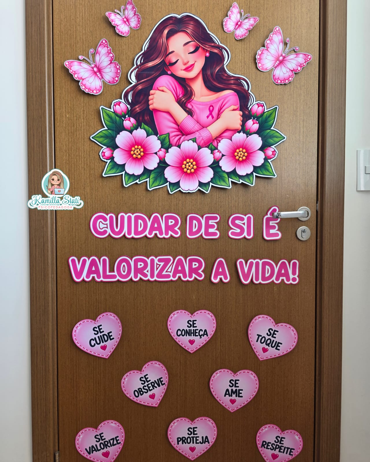 Decoração de porta Outubro rosa: cuidar de si é valorizar a vida - Imagem 4