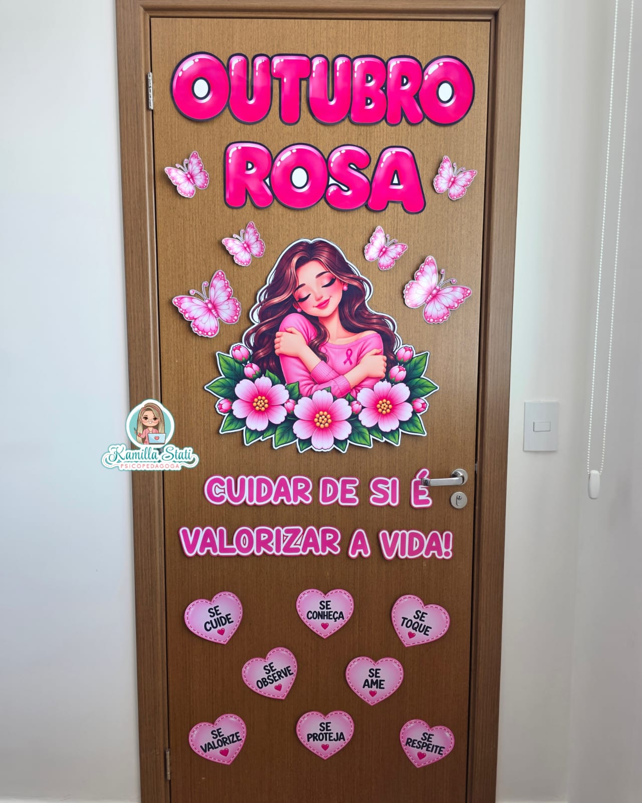 Decoração de porta Outubro rosa: cuidar de si é valorizar a vida - Imagem 5